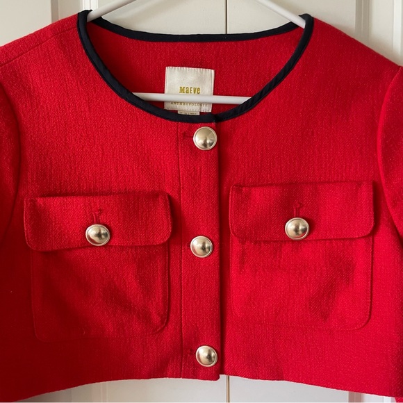 Anthropologie Maeve Shrunken Cropped Tweed Jacket Size 8 - Picture 4 of 10